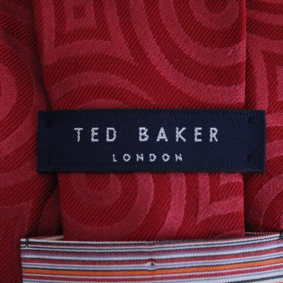 TED BAKER LONDON Tie 100% Silk - Bright Red Swirl - Picture 2 of 5